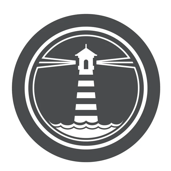 Icono del faro marítimo con olas — Archivo Imágenes Vectoriales
