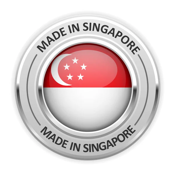 Silver medal Made in Singapore with flag — Stock Vector