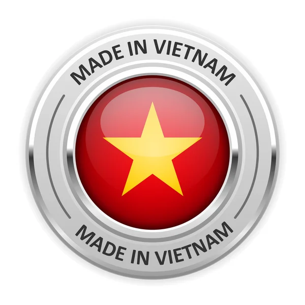 Srebrny medal wykonane w Wietnamie z flagą — Wektor stockowy