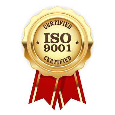 ISO 9001 certified - quality standard golden seal clipart