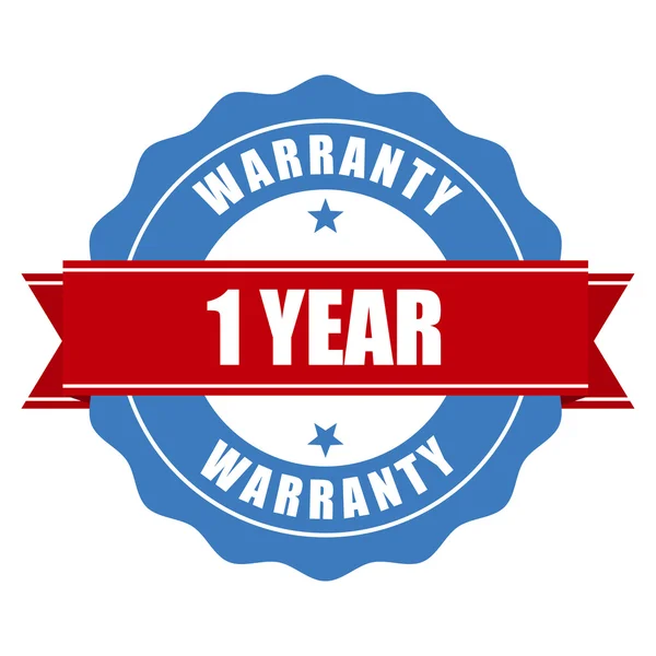 One year warranty seal - round stamp — Stock Vector