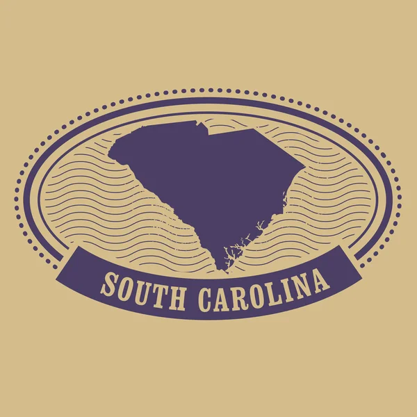 South Carolina silhouette mappa - timbro ovale — Vettoriale Stock