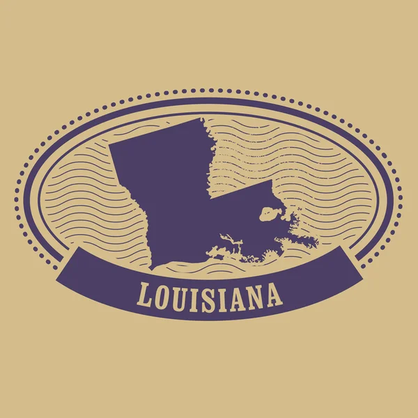 Louisiana mapa silueta - oválné razítko — Stockový vektor