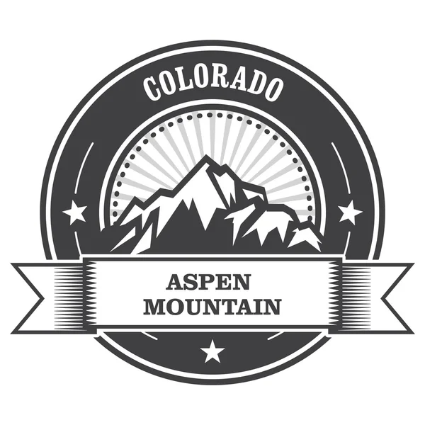 Aspen, Colorado - mountain peak round stamp — Stock Vector