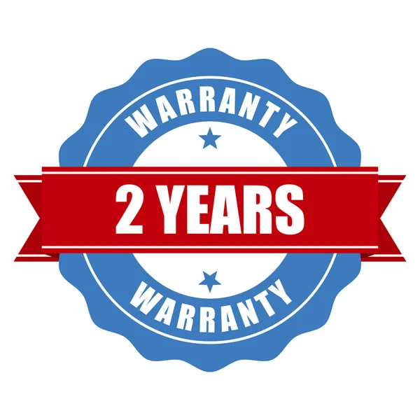 Two years warranty seal - round stamp — Stock Vector