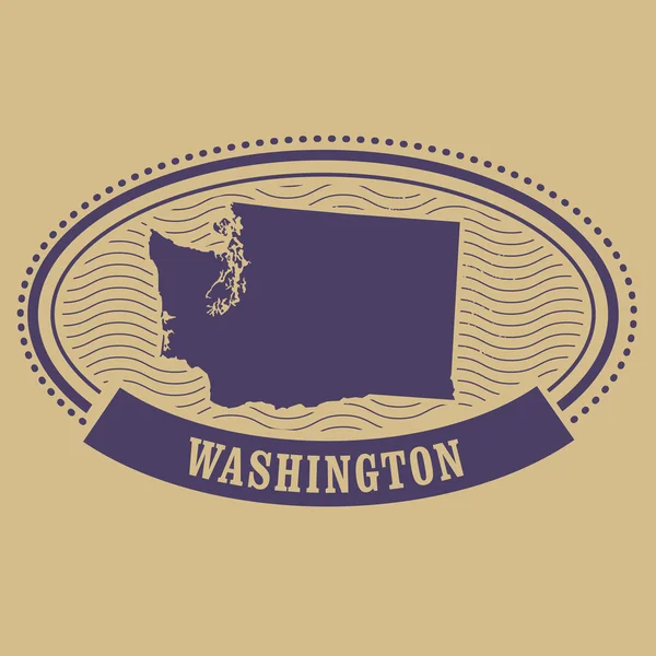 Washington kaart silhouette - ovaal stempel — Stockvector