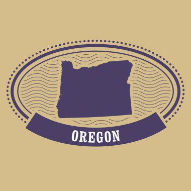 Oregon harita siluet - oval pul
