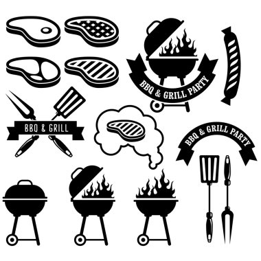 Barbekü partisi amblem - Barbekü ve ızgara 