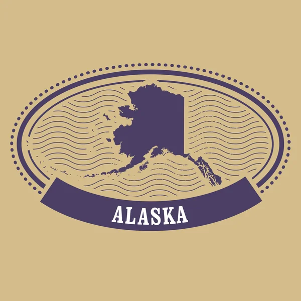 Alaska map silhouette - oval stamp — Stock Vector