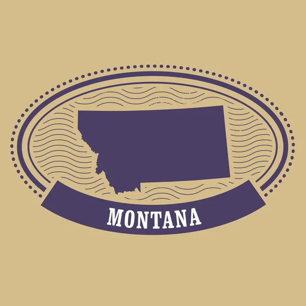 Montana map silhouette - oval stamp — Stock Vector