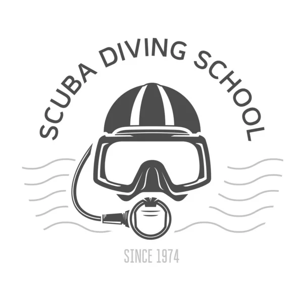 Scuba Diving Emblems Logo Diving Mask Aqualung Underwater Swimming Design — Stock Vector