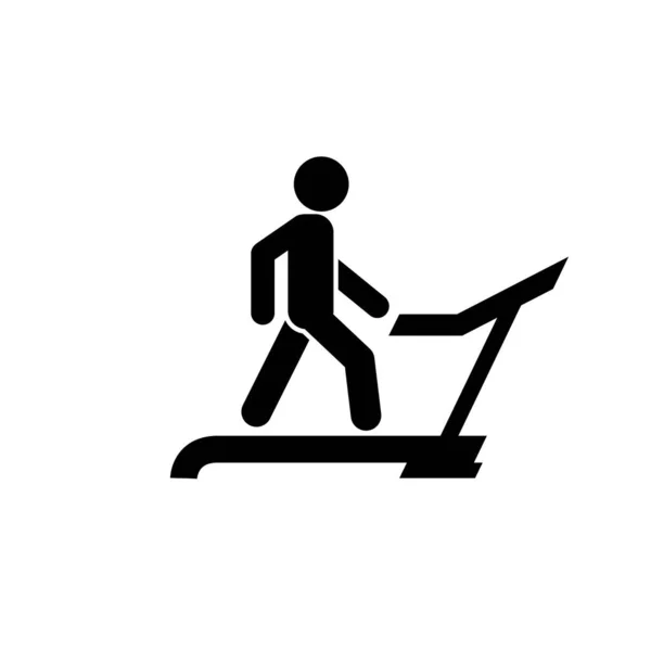 Man Runs Treadmill Gym Physical Exercise Icon Weight Loss Diet — Stock Vector