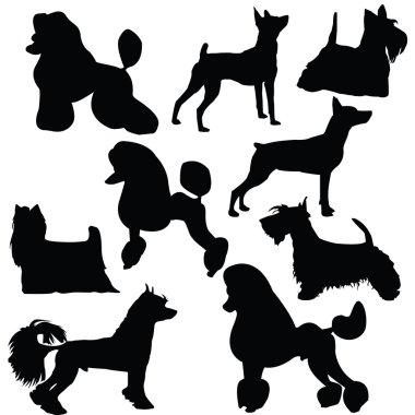 Dekoratif köpekler duran silhouettes of ayarla