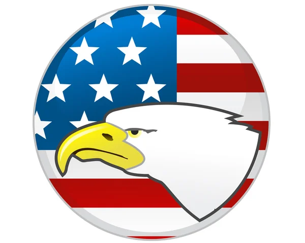 Distintivo com Águia e bandeira americana —  Vetores de Stock