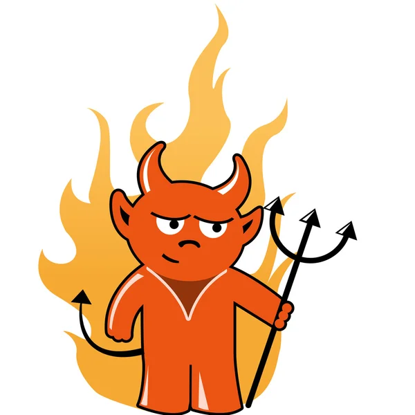 Cartoon diable avec trident — Image vectorielle