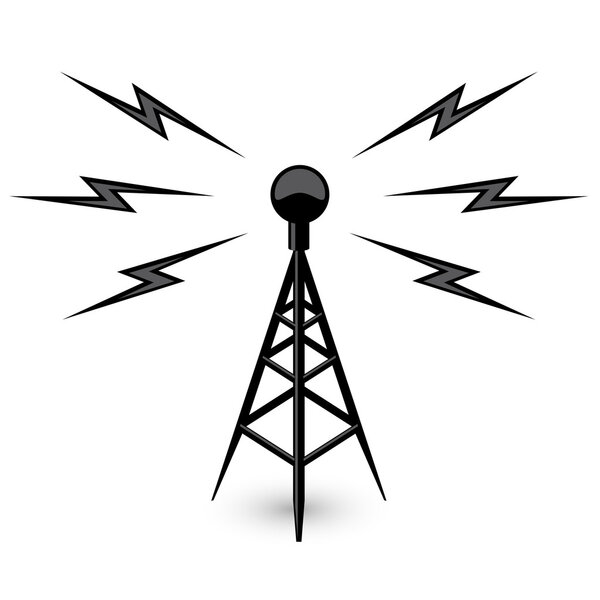 Antenna - broadcast tower icon with lightning