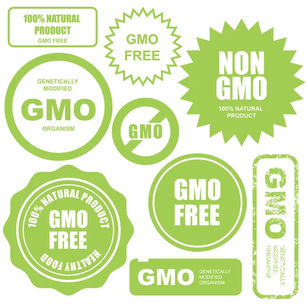 GMO free stamps, stickers and labels — Stock Vector