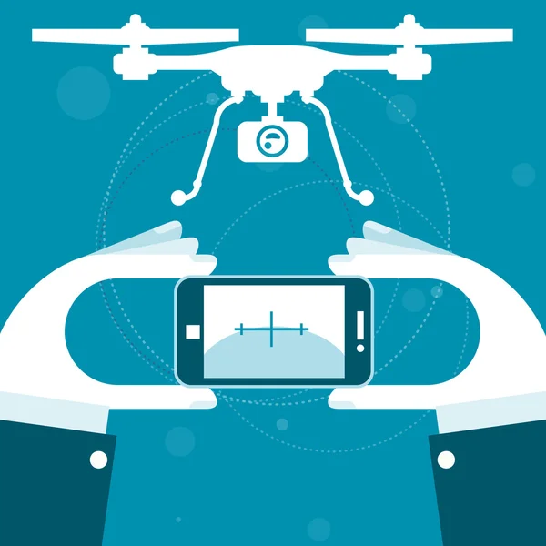 Telecomando Quadrocopter da smartphone — Vettoriale Stock