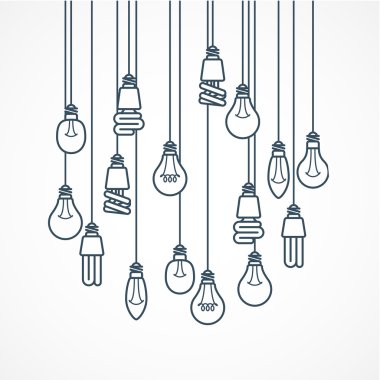 Light bulb hanging on cords - lamps clipart