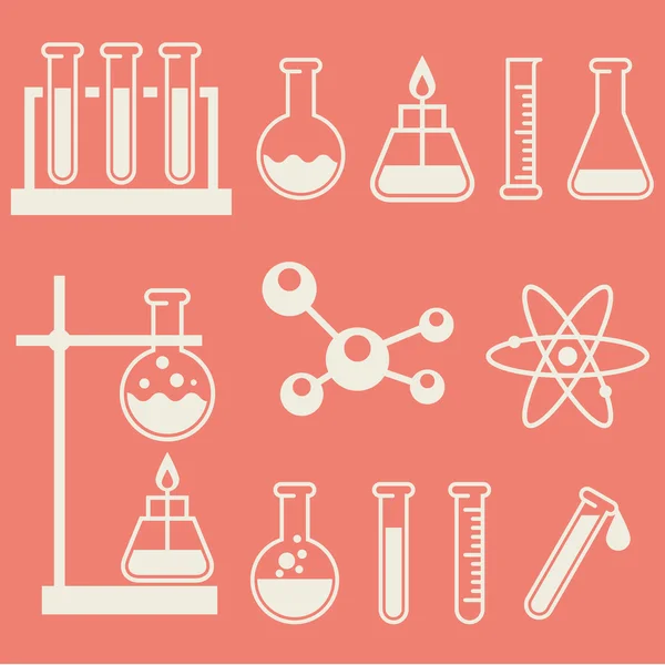 Химическое лабораторное оборудование - пробирки и колбы — стоковый вектор