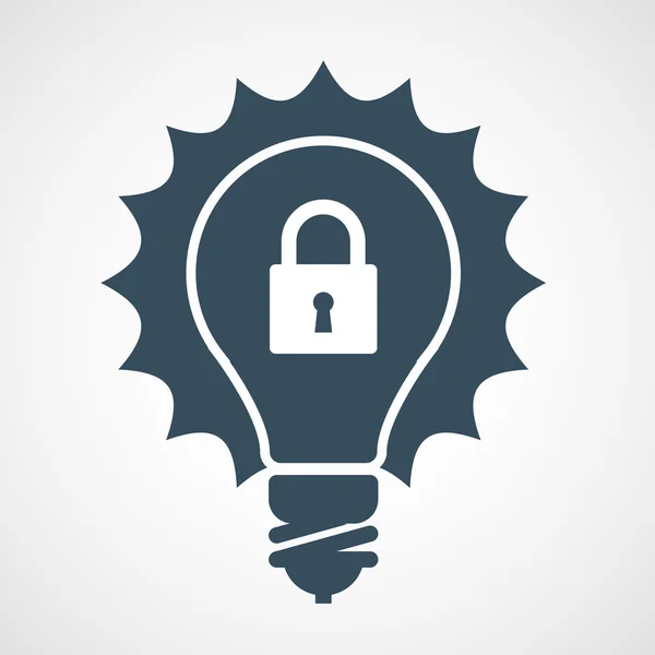 Intellectual property icon - light bulb and padlock — Stock Vector