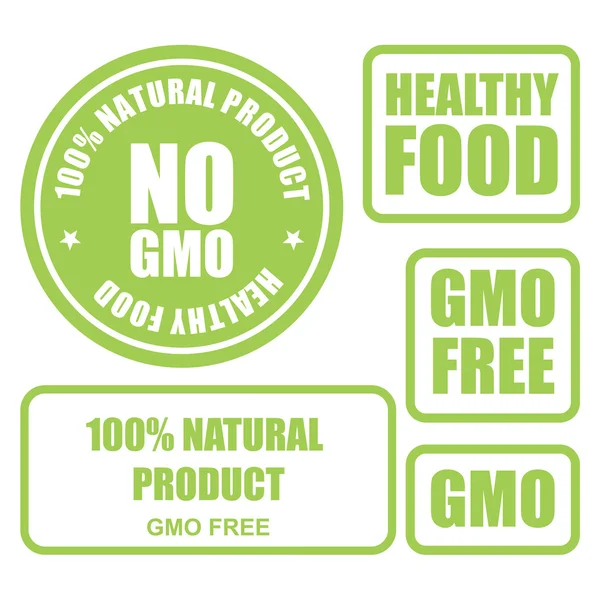 GMO free and healthy food stamps and labels — Stock Vector