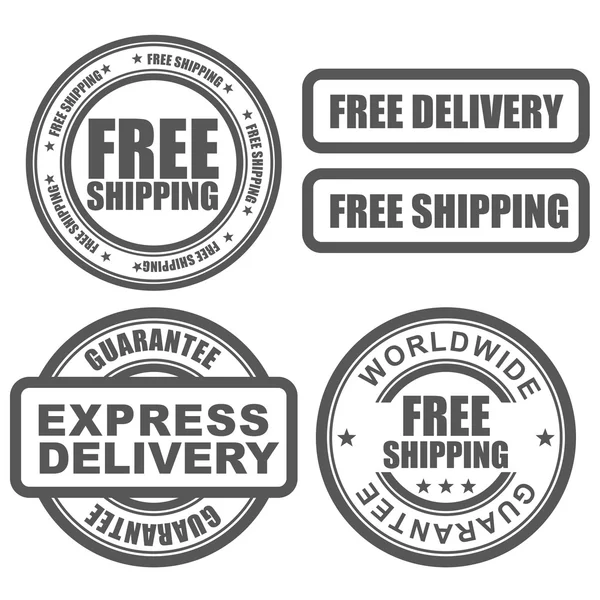 Express delivery and free worldwide shipping stamps — Stock Vector