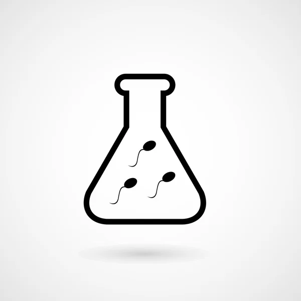 Esperma en el icono del matraz de laboratorio — Vector de stock
