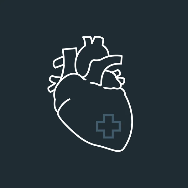 Menace de crise cardiaque - contour du cœur humain — Image vectorielle
