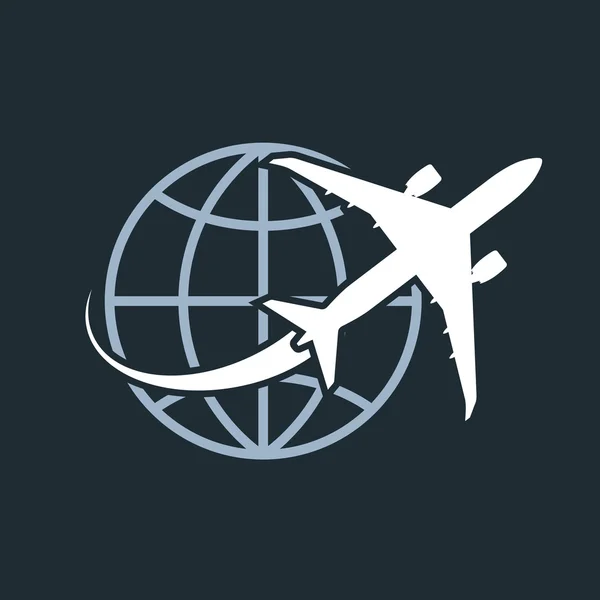 世界の飛行機が飛んで世界中旅行します。 — ストックベクタ