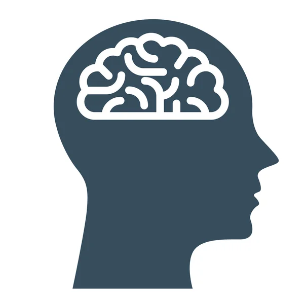 QI péronal - tête avec cerveau, intelligence et symbole de connaissance — Image vectorielle