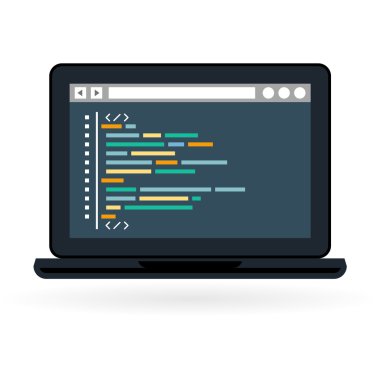 Programlama ve simge - web sitesi geliştirme üzerine dizüstü scre kodlama