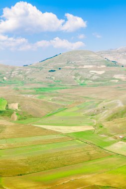 Ekili alanlar ve Castelluccio di Norcia Monti Sibillini,