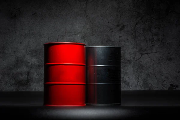 Красный Металлический Баррель Нефти Черном Фоне Дизайна — стоковое фото