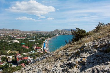Kırım 'da Sudak plajında hava manzarası
