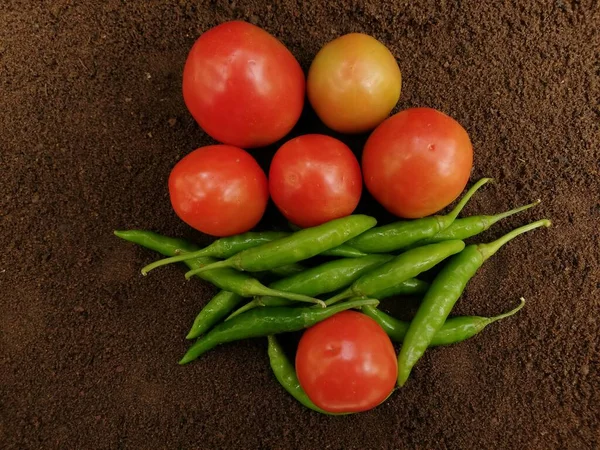 Świeże Pomidory Papryki Chili — Zdjęcie stockowe