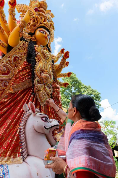 Howrah Batı Bengal Hindistan Ekim 2019 Vijayadashami Tanrıça Durga Şeker — Stok fotoğraf