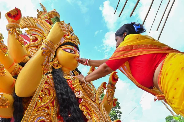 Howrah Bengala Occidental India Octubre 2019 Vijayadashami Casada Con Una —  Fotos de Stock