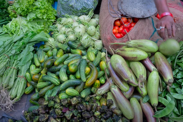 Legumes Para Venda Mercado Territy Bazar Kolkata West Bengal Índia — Fotografia de Stock