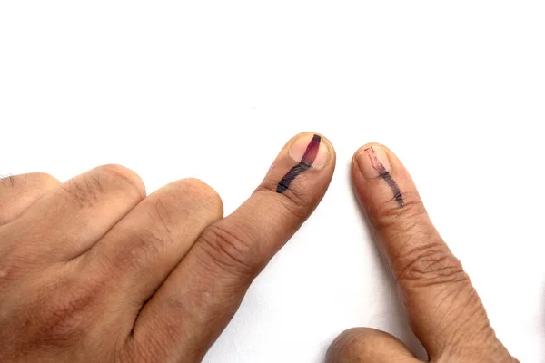 Indian Citizens Voted Exercized Voting Rights Got Index Fingers Inked — Stock Photo, Image