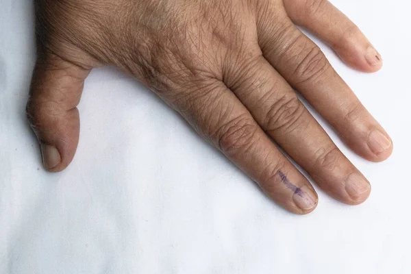 Senior Citizen Indian Woman Voted Exercized Her Voting Right Got — Stock Photo, Image
