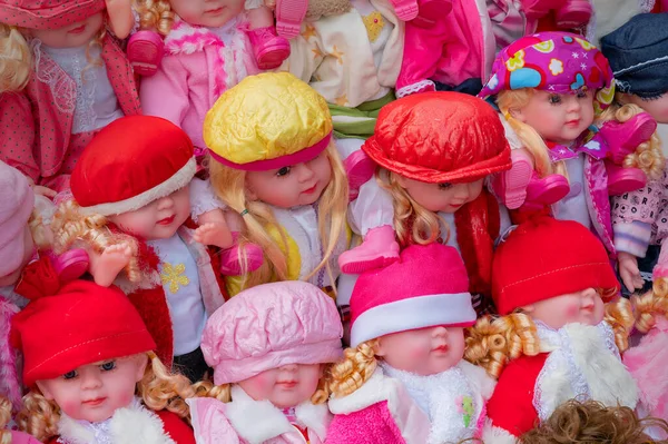 Красивая Маленькая Девочка Симпатичный Ребенок Продается Розничном Магазине Рождественском Рынке — стоковое фото