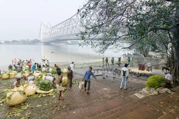 Kolkata Bengal India Occidentale Febbraio 2016 Comprare Vendere Fiori Affollato — Foto Stock
