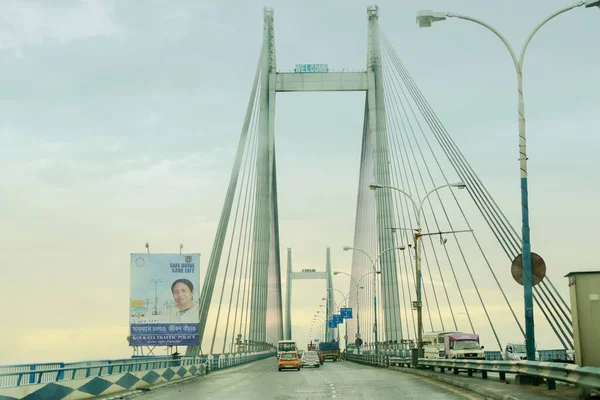 Howrah West Bengal India August 7Th 2016 Vidyasagar Setu Bridge — стоковое фото