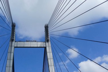 Batı Bengal, Kolkata 'daki 2. Hooghly Köprüsü olarak bilinen Ganj Nehri üzerindeki Vidyasagar Setu (Köprü) kabloları. Howrah ve Kolkata 'yı bağlar, En Uzun Kablo - Hindistan' da kalan köprü.