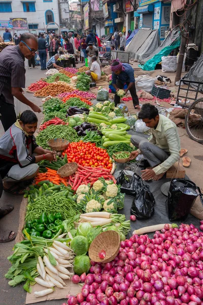 Kolkata West Bengalen India December 2018 Wegenmarkt Voor Groenten Koop — Stockfoto