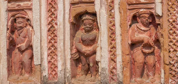 Terrakotta Művészeti Alkotások Lalji Templom Falain Kalna Nyugat Bengál India — Stock Fotó