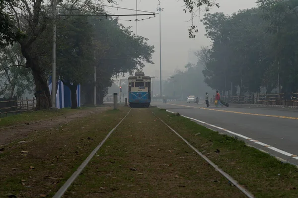 Kolkata West Bengalen India Januari 2020 Elektrische Tram Rijdt Door — Stockfoto