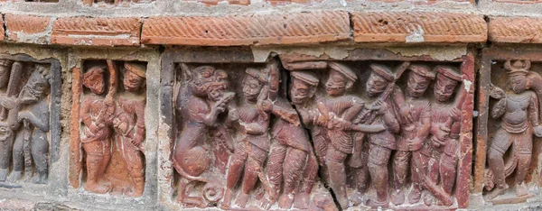 Obras Arte Terracota Las Paredes Del Templo Krishna Chandra Templo —  Fotos de Stock