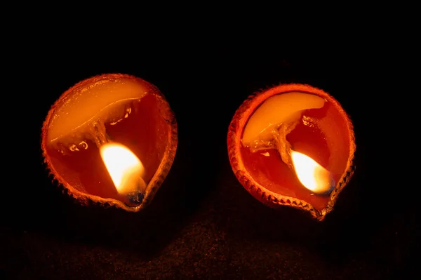 Vista Dall Alto Candele Fai Luci Deepawali Notte Immagine Stock — Foto Stock